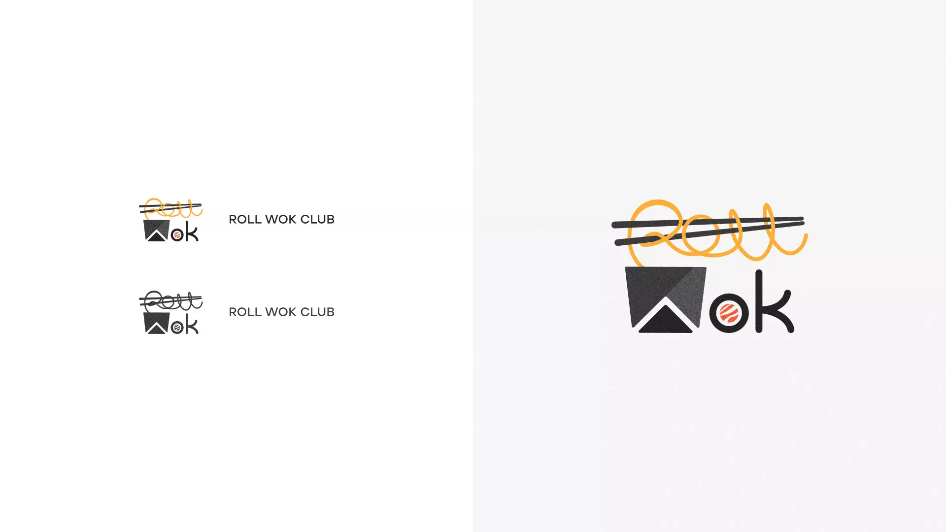 Разработка логотипа суши-бара «Roll Wok Club» в Чёрмозе